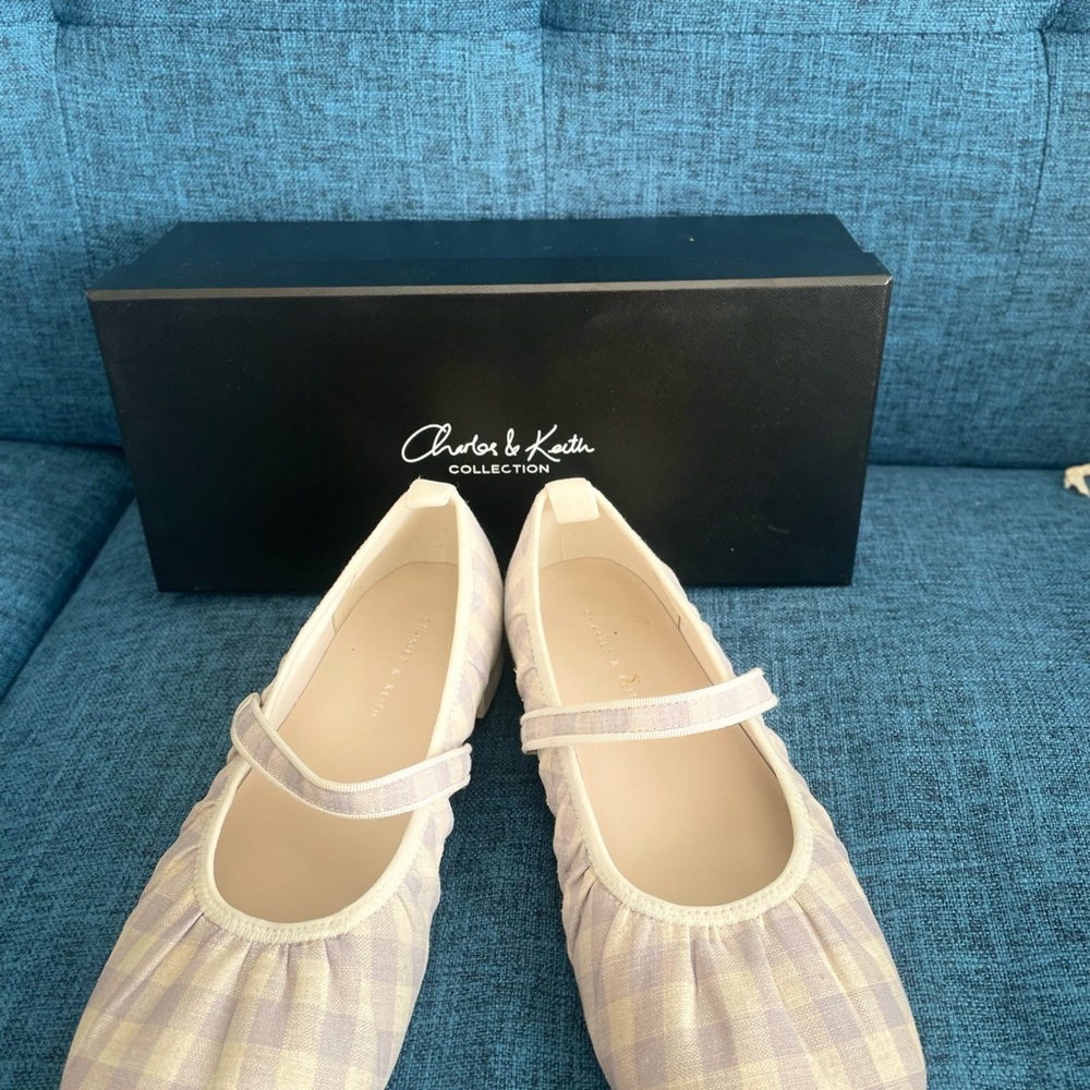 Charles & Keith Lavender Checkered Mary Jane Flats